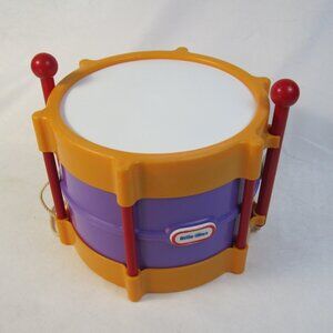 Vintage Little Tikes Rhythm Drum Attached Drumsticks Purple Yellow Red - Used